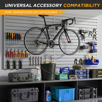 4'x8' Slatwall Panel Garage Storage System, PVC Slat Wall Paneling, Heavy Duty Wall Mount Slatwall Organizer for Garage Tool Organization, Retail Display, Guitar Shop & Home Wall Storage, Grey