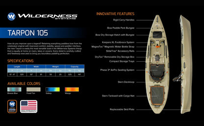 Wilderness Systems Tarpon 105 | Sit on Top Fishing Kayak | Premium Angler Kayak | 10' 6" | Galaxy