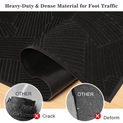 BelleCosy Large Heavy Duty Door Mat Indoor Outdoor, 5′ x 8′ Low Profile Non Slip Commercial Floor Mat for High Traffic, Grid-Pattern Dirt Trapping All-Weather Entryway Rug for Garage, Patio