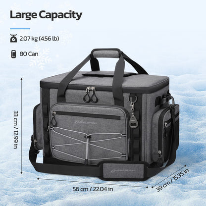 Maelstrom 80 Can Soft Sided Cooler Bag, Insulated Hard-Bottom, Leakproof, Portable, Gray