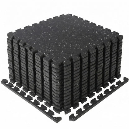 0.6" Thick Exercise Equipment Mats,36 Pcs 100 Sq Ft Interlocking Rubber & EVA Foam Gym Tiles, Soundproof Shock Absorbent Puzzle Flooring, Waterproof Heavy Duty for Home & Garage Gym