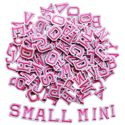 Zlettery 130pcs Iron on Letter Patches 0.7 inch, 5 Sets of 26 Embroidered Alphabet A-Z Patches for Clothing Jackets Hats Backpacks Jeans Pink