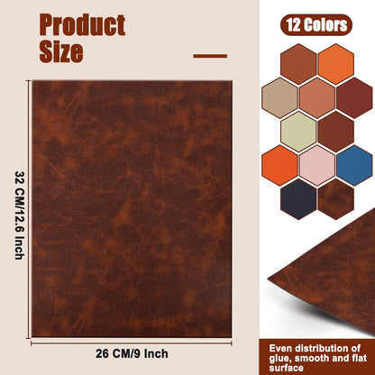 12-Pack Laserable Leatherette Sheets 12.6 x 9 Inch-Leather Patches for Hats with Heat Press/Transfer Adhesive, Laser Engraving Leather for Caps/Jackets/Backpacks (12 Colors)
