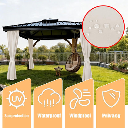 GarPad Gazebo Curtain Replacement Universal Privacy Curtain, 4-Panels Sidewall 10'X10' Curtain Gazebo Outdoor with Zipper,Universal Replacement for Patio Privacy Screen Soymilk(Only Curtain)