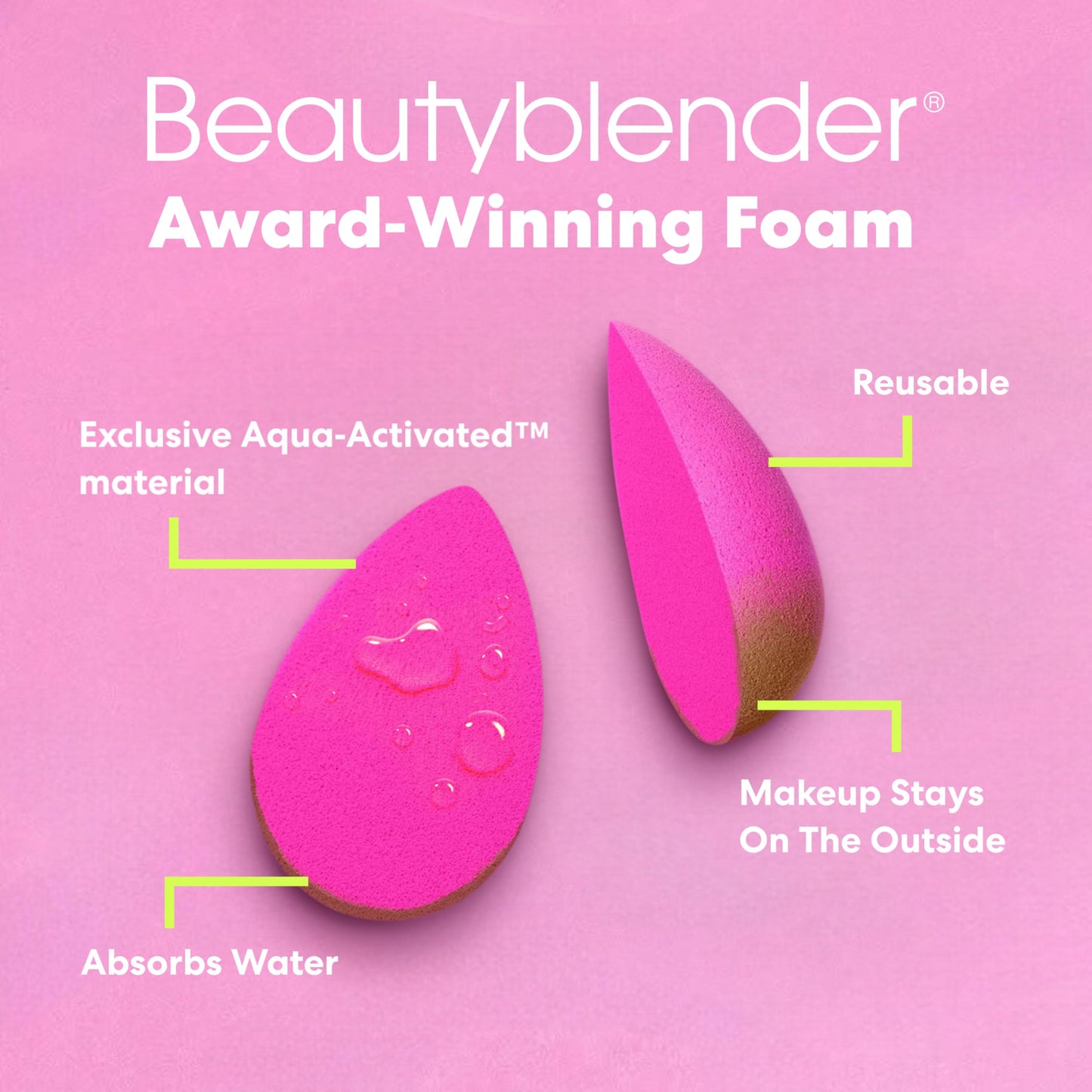 Beautyblender® | Original Pink Beauty Blender Makeup Sponge, Super-Soft Foam Easily Blends Foundations, Powders & Creams, Made in USA, Reusable, Washable, Streak Free Application, Vegan, Cruelty Free