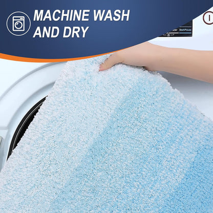 OLANLY Bathroom Runner Rug - Extra Soft Microfiber Mat | Quick Dry, Washable, 70x24, Sky Blue