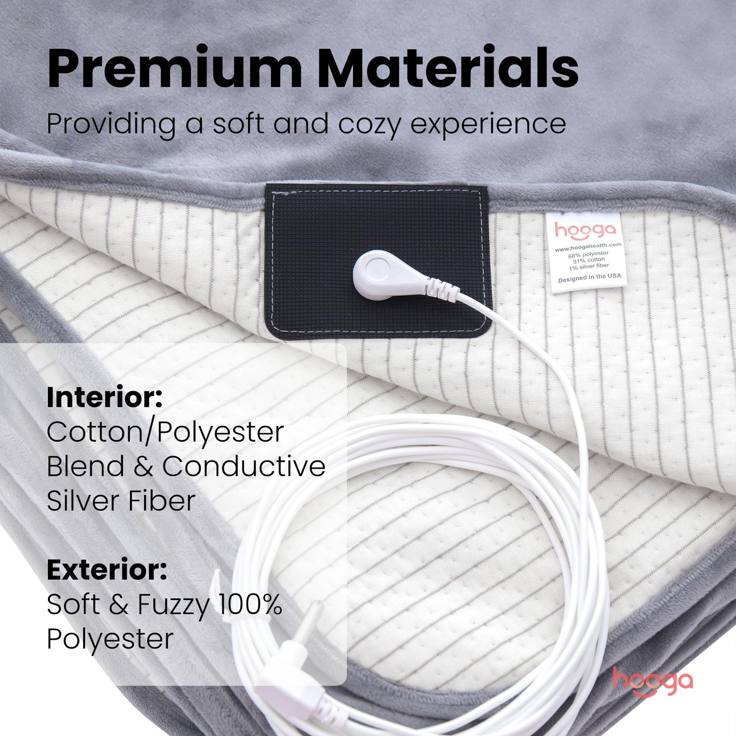 hooga Grounding Blanket for Improved Sleep, Pain Relief, Energy, Inflammation. Grounded Throw, Earth Connected Bedding. Conductive Silver Fiber. Grounding Cord Included. 60x80 Inch, Queen Size.
