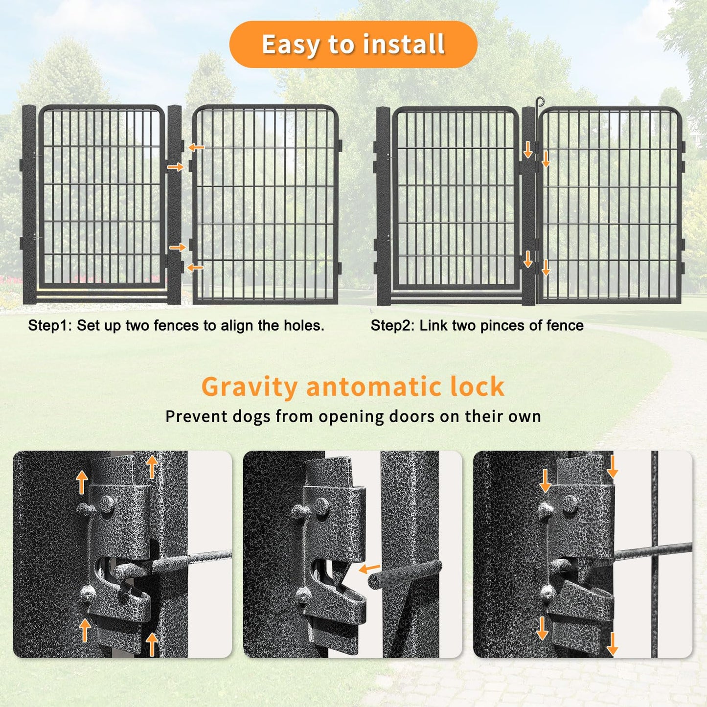 1R2P3I Dog Playpen Outdoor with Low Threshold Gate, 32 inch 10 Panels Dog Play Pen Indoors, Heavy Duty Metal Puppy Playpen Dogs Pen, Rust-Resistant Pet Playpens for Yard RV Camping