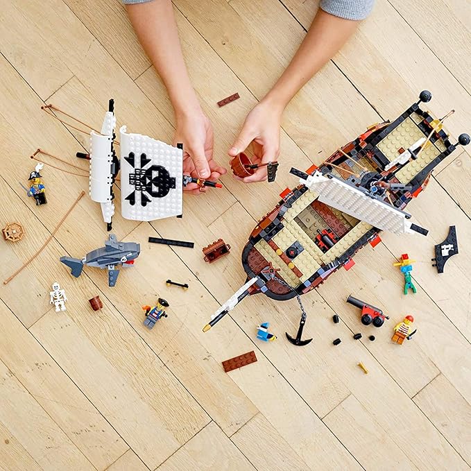 LEGO Creator 3 in 1 Pirate Ship Building Set Kids can Rebuild The Pirate Ship into an Inn or Skull Island Features 4 Minifigures and Shark Toy Makes a Great Gift for Kids Ages 9+ Years Old 31109