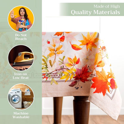 Maison d' Hermine Table Cloth Rectangle Table 100% Cotton 60 x 90 Inches Fall Tablecloth Reusable Everyday Use for Thanksgiving Christmas Decorations Dining Farmhouse Party (Amarante)