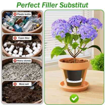 3PCS Round Planter Inserts for Large Tall Pots, 13" Stainless Steel Flower Pot Lift Insert Portable Planter Accessories Circular Plant Risers for Inside Pots with Drainage Hole, Use Less Potting Soil