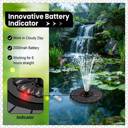 Yzert Solar Fountain - 3.5W Glass Water Pump with 2000mAh Battery & 7 Nozzles for Outdoor Use (Black)