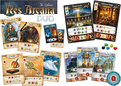 Res Arcana Duo Board Game - Strategic Two-Player Duel! Expandable Game System Fantasy Adventure Game for Kids &amp Adults Ages 14+ 2 Players 20 Min Playtime Made by Sand Castle Games