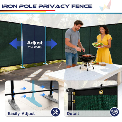 Windscreen4less Outdoor Privacy Fence Screen, 6'x12' Freestanding Privacy Fencing Set with Iron Poles and Ground Spikes, UV Resistant Mesh Cover Garden Pet Fencing for Backyard Patio Pool, Green