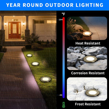 GOCuces 7W Outdoor in Ground Lights Wired,Diameter 6 inches,Line Voltage 110V 120V Well Lights,High Brightness White 6500K,Waterproof Landscape Lighting for Yard,Path,Walkway,Step,Pack of 4
