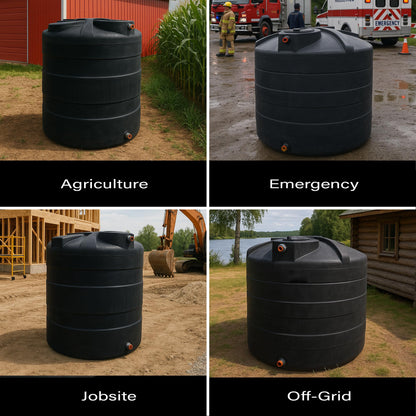 Elkhart Plastics 1000 Gallon Vertical Water Storage Tank, Plastic Water Tank for Collection, Holding, and Storage, UV-Resistant, for Rainwater Harvesting, Agricultural, RV, Emergency, and General Use