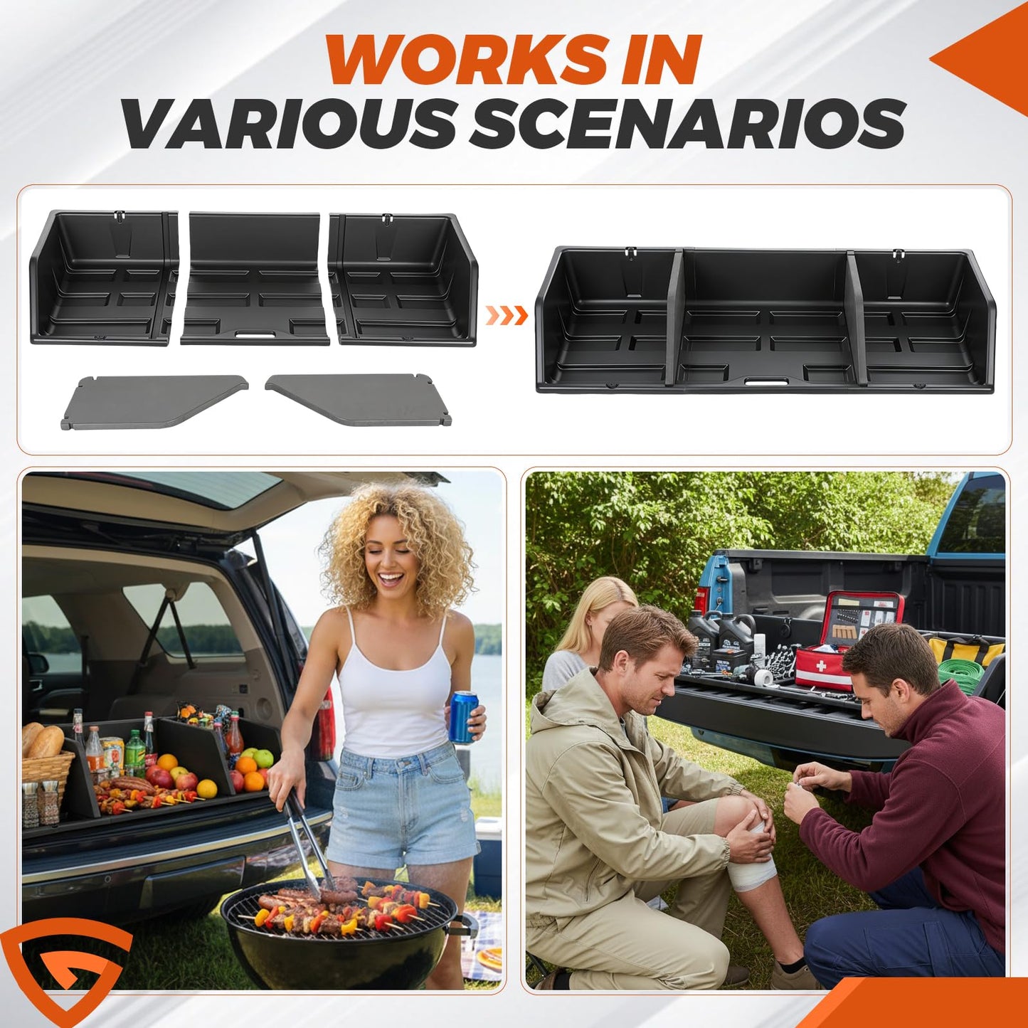 GEARLAST 52 inch Truck Bed Cargo Box, Truck Bed Organizers and Storage,Truck Bed Storage System with Isolation Netting and Tarpaulin, Tailgate-Slide Design for Effortless Loading/Unloading