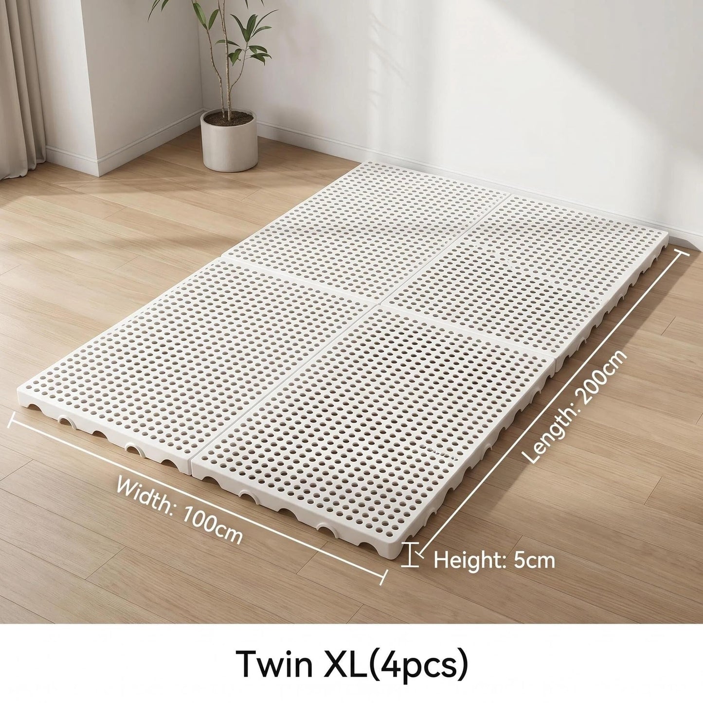 Lsbod Foldable Floor Bed Frame, Japanese Tatami Mat Style Platform Bed Base, Bed Plate for Futon Frame Mattress, Floor Sleeping or Guest Bed Twin XL