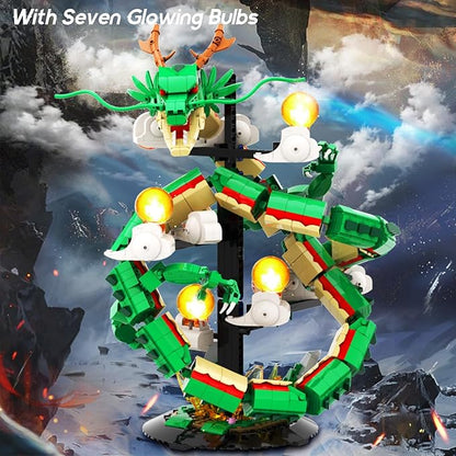 JMBricklayer Dragon Building Set for Adults 70134 Lighting Dinosaur Collectible Model to BuildIdeal Divine Dragon Building Blocks Model with Display Stand Christmas Birthday Gifts for Adult
