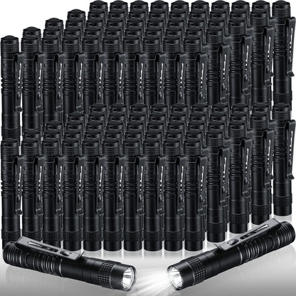 Zhengmy 100 Pcs Pocket Flashlight - Father's Day Gifts LED Compact Flashlight Bulk Mini EDC Pen Light with Removable Clip for Home, Outdoor, Camping, Emergency, Battery Not Included