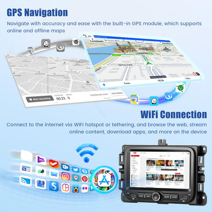 5Ghz WiFi 4G+64G Android 15 Car Radio for Jeep Renegade 2016-2021/Jeep Compass 2017-2020 Car Stereo with Wireless Carplay Android Auto,5.0 Bluetooth,Build-in EQ,7inch IPS Touchscreen,GPS,FM/RDS SWC