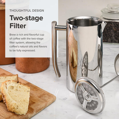 Frieling French Press Coffee Maker - 23 oz, Polished Double-Wall Stainless Steel - Insulated French Press for Camping - All Stainless Steel Coffee Maker