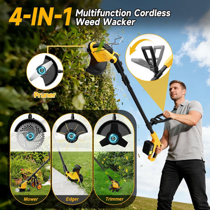 **Skiennix 20000 RPM Brushless Battery Weed Wacker - Heavy Duty Cordless Lawn Tool with 2 Batteries**