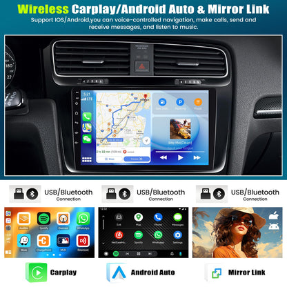 [6+128G] 8-Core Android 15 Car Stereo Radio for Jeep Patriot Compass 2010-2016 with Wireless Carplay&Android Auto,10.1 Inch Car Radio with Mirror Link Bluetooth FM/RDS WiFi GPS SWC Dual USB
