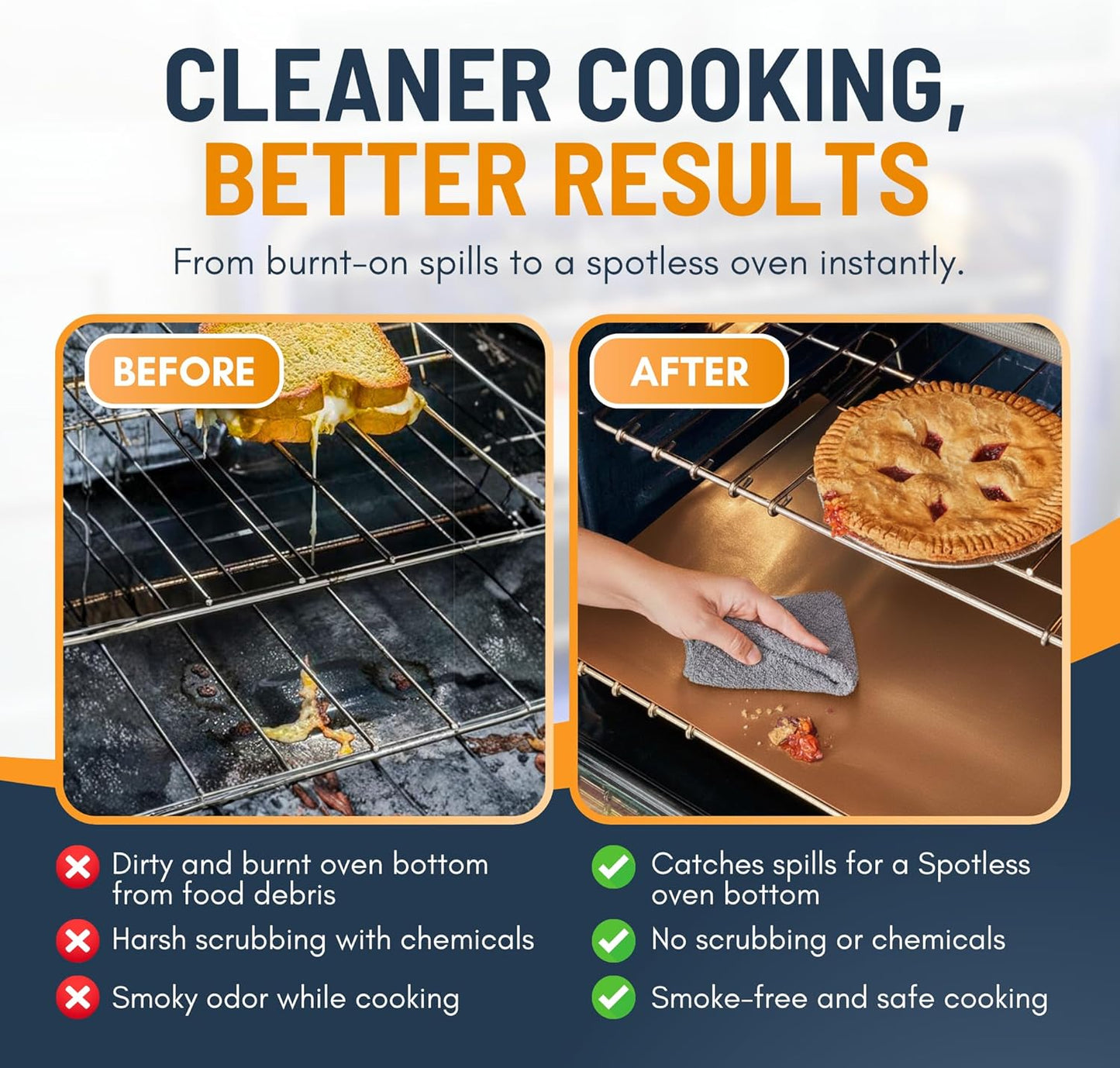 Skiennix Oven Liners - Heavy Duty Non-Stick Mats | 4 Pack, 17”x25” Copper - BPA & PFOA Free Kitchen Essential