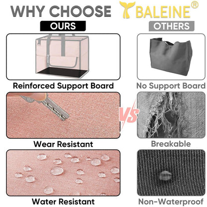 BALEINE Large Utility Tote Bag with Reinforced Bottom, Multi-Pockets and Top Zipper Closure, Perfect for Teachers, Nurses, Travel, Work - Water-Resistant (Large, Navy)