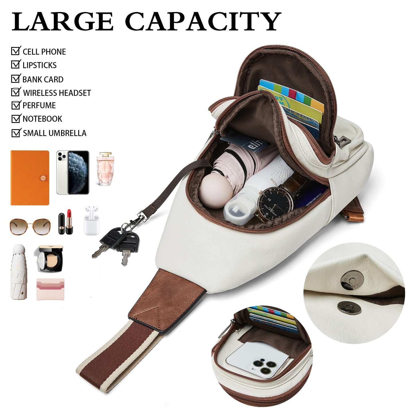 Sling Bag Crossbody Bags for Women Small Cross Body Bag Fanny Packs Chest Sling Purse for Daily Travel Leisure Sport
