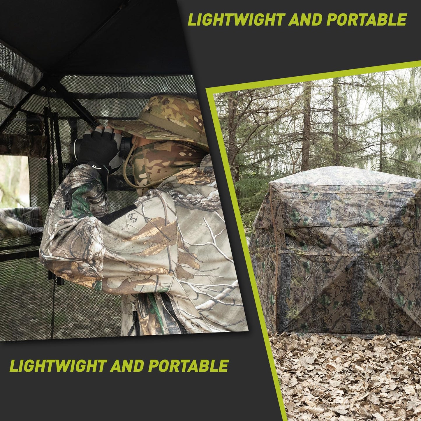 Mionovity Hunting Blind, 360° See Through Ground Blind for Turkey Hunting, Turkey Ground Blind, Hunting Blind for Turkey & Deer, 2-3 Person Pop Up Portable Camouflage Tent with Carrying Bag