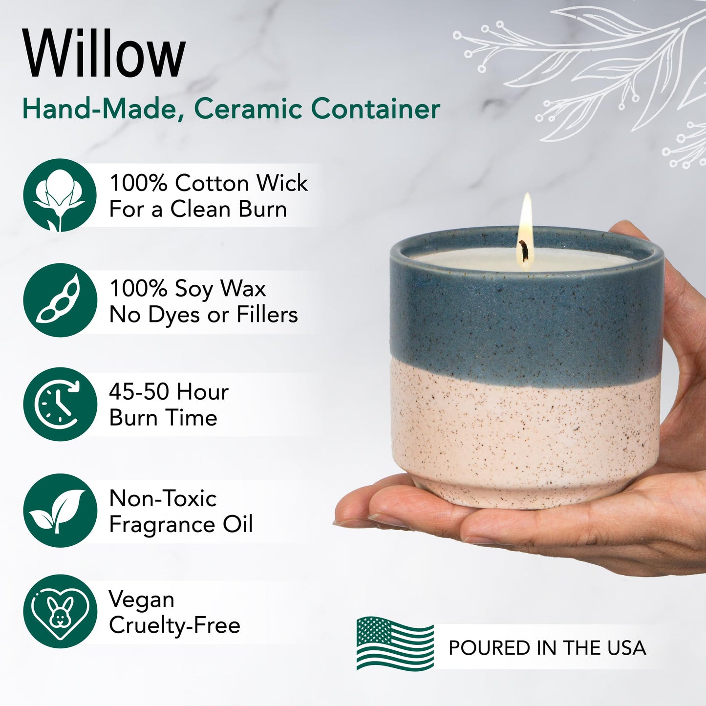 The Growing Candle, from Flame to Flower, Lemongrass Scented, Non-Toxic, 100% Soy Wax, Indoor Wildflower Garden, Aromatherapy Gift for Women, 8.5oz, 45-50 Hr Burn Time, Willow