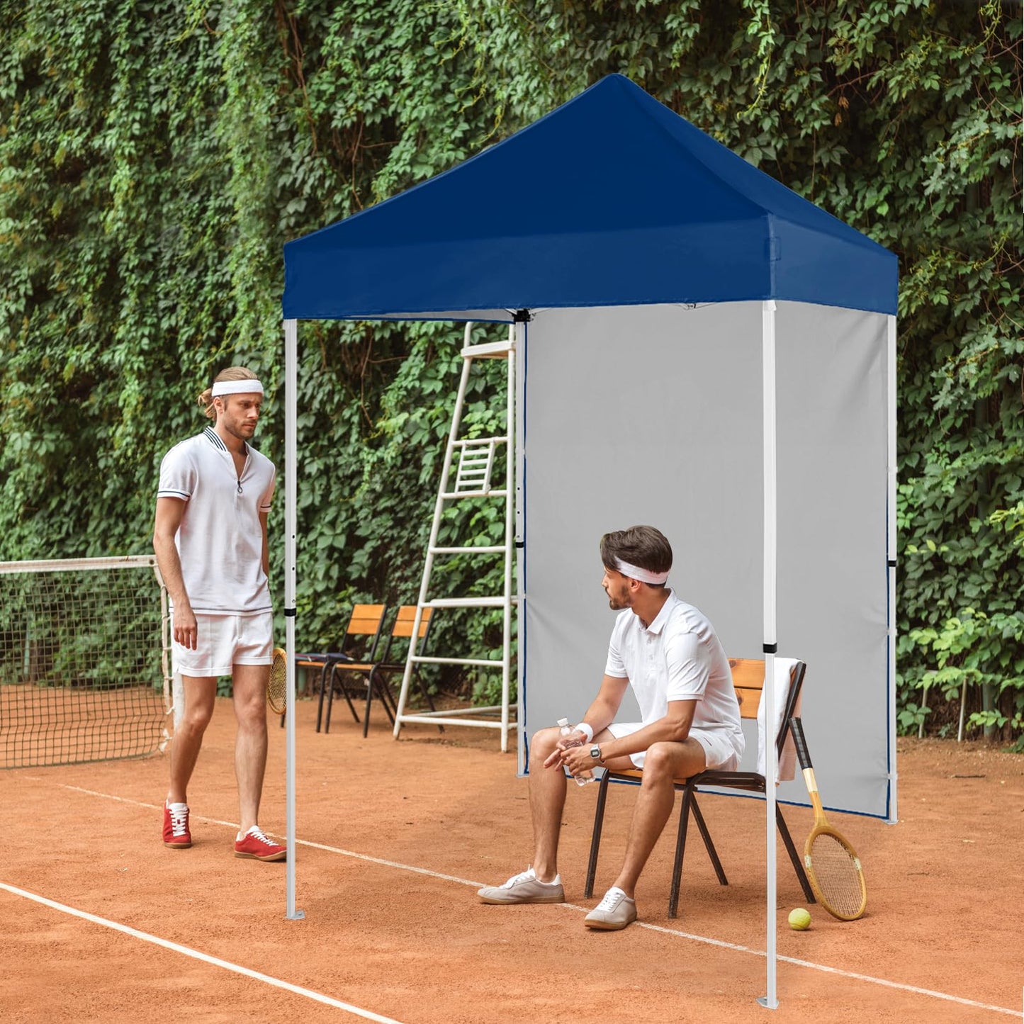 EAGLE PEAK Pop up Canopy 5x5, Outdoor Portable Canopy Tent with One Removable Sunwall, Carry Bag Included, Dark Blue