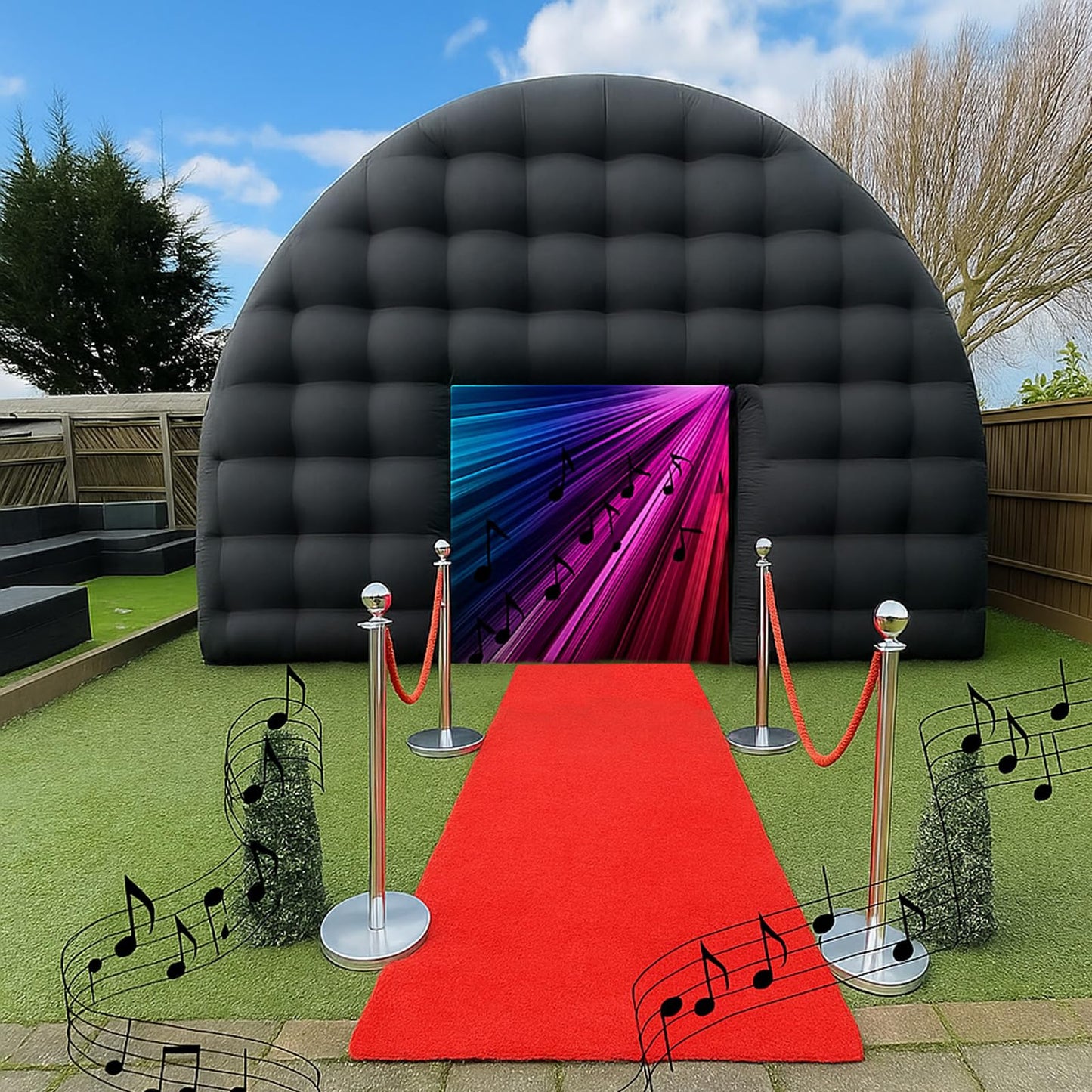 15x15x14FT Large Black Inflatable Tent Includes Blower Square Gazebo Event Room Large Inflatable Party Tent for Backyard,Outdoor EventsParties, Shows, Events, and Commercial Use