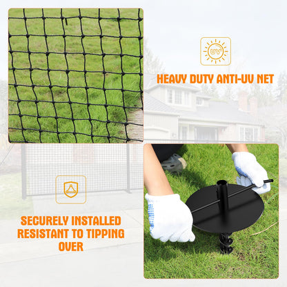 41FT x 5FT Driveway Safety Net Fence, Outdoor Yard Play Area Safety Barrier for Kids| Heavy Duty Steel Poles & Net, Not Fall Down Easily | Guard Net Length Adjustable, Easy to Recycle and Install