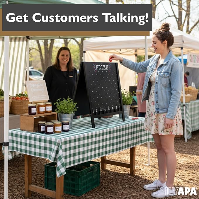 Ilyapa Board - Large Portable Prize Drop Game for Events and Trade Show - 27.5 x 41 Inch Double Sided - Wooden A-Frame Chalkboard Sign Eraser