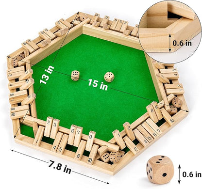 ropoda Shut The Box Game Upgraded 1-6 Player Wooden Board Games for Adult and Kids Shut The Box Dice Game -Addition Training Fun for Family Game Night