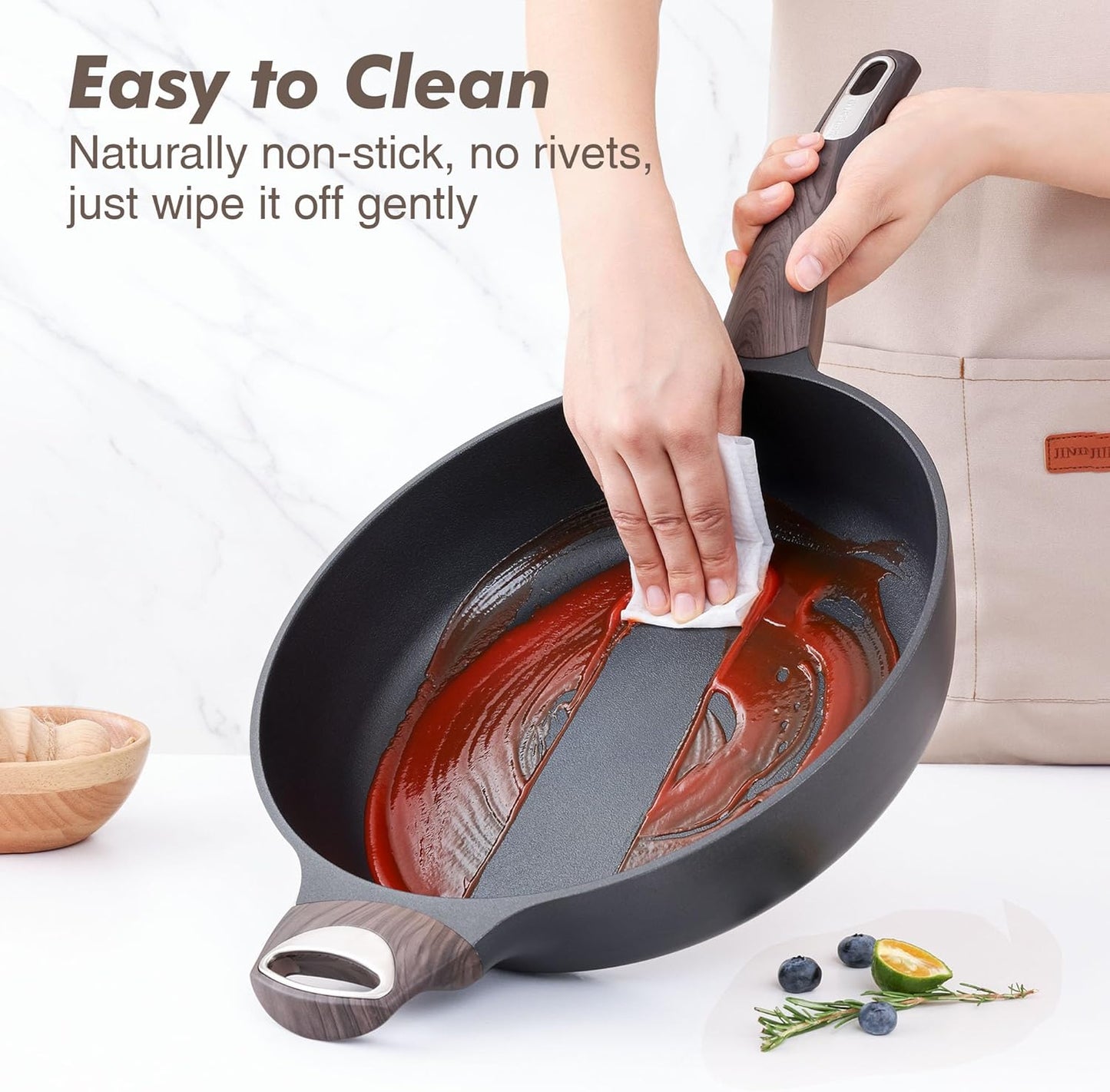 SENSARTE Nonstick Frying Pan - 12 Inch Deep Skillet with Lid | Healthy, PFOA-Free Cooking Pan