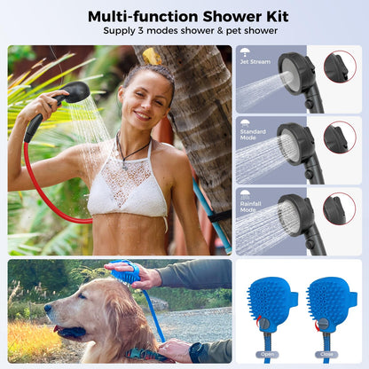 CAMPLUX Nano 3 Max, Portable Propane Water Heater & Shower Pump, Rechargeable Portable Shower System, CSA Certified Safety, Instant Hot Water for Camping, Hiking, Glamping & Vacationing