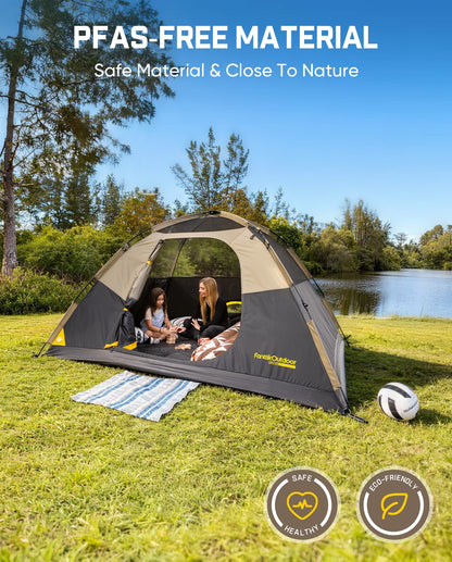 FanttikOutdoor Zeta C4 Camping Tent, 4 Person Instant Dome Tent, Easy Setup in 60s, Portable Waterproof Cabin Tent with Pre-Attached Poles & Air Vent, Ideal for Camping, Hiking, Backyard