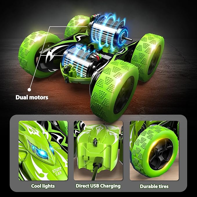 Remote Control Car 4WD 2.4GHz Fast RC Cars with Wheel Lights Toys for Age 3-12 Birthday Gifts Christmas Toys for 3-12 Year Olds Type-C Charging Rechargeable