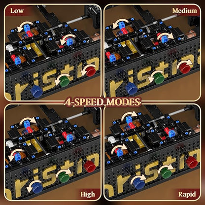 Mould King 10170 Music Box Building Sets 2344+ PCS Rotating Christmas Music Box with 4 Speed Adjustable Mode Black Gold Design with Festive Patterns Collectible Decoration Gift for Adults Age 14+