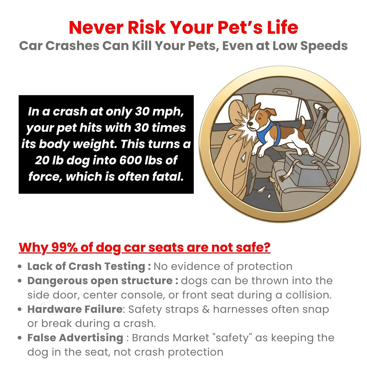 PawsInCar Crash-Tested 3-in-1 Portable Small Dog Car Seat, Cat Bed & Pet Carrier – CPS Certified for Crash Protection & Safe Travel