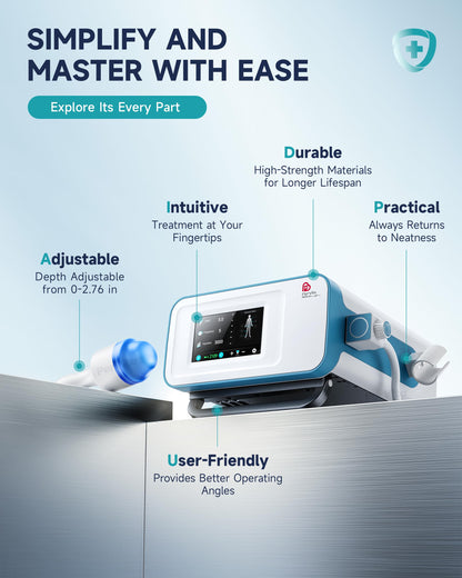 Focused Shock Wave Therapy Machine PSP30 and Shockwave Massage Handle HD30, Designed for Men, Only for PSP30 Focused Shockwave Machine, Adjustable Water Bladder, Non-Invasive, Portable Storage Case