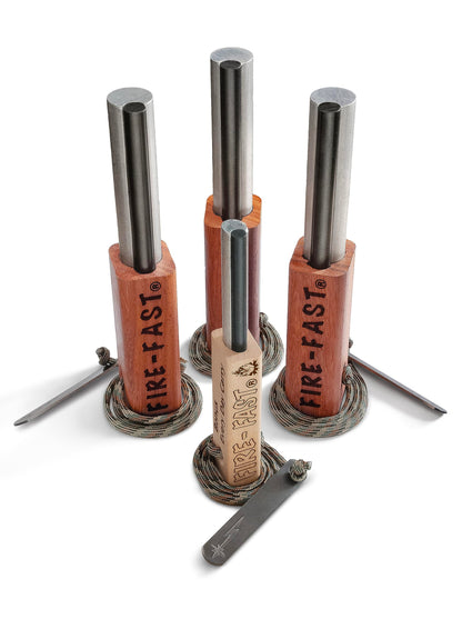 Fire-Fast Trekker Multi Pak Best Emergency Waterproof Survival Fire Starters. Magnesium and European Fire Steel Ferro Rod. Compact Durable Tools, Package Includes Three Trekkers and Free Fire Fly.