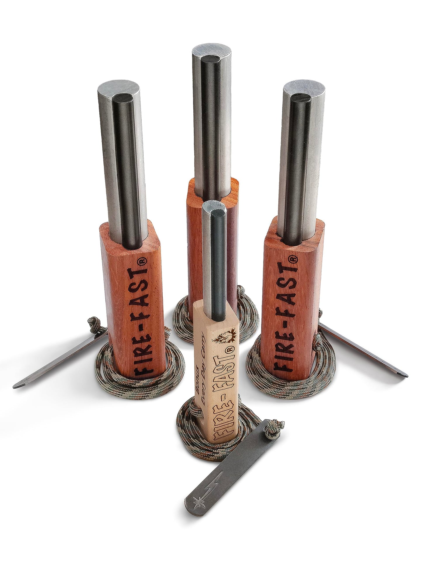 Fire-Fast Trekker Multi Pak Best Emergency Waterproof Survival Fire Starters. Magnesium and European Fire Steel Ferro Rod. Compact Durable Tools, Package Includes Three Trekkers and Free Fire Fly.