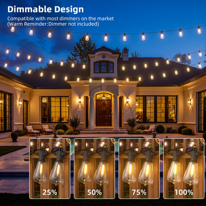 FOOMAN LED Outdoor String Lights, 500FT Outside Waterproof Hanging Patio Lights with 250+10 Shatterproof ST38 Edison Bulbs, 2700K Warm White, Dimmable Light for Back Yard Porch Party Gazebo Bistro