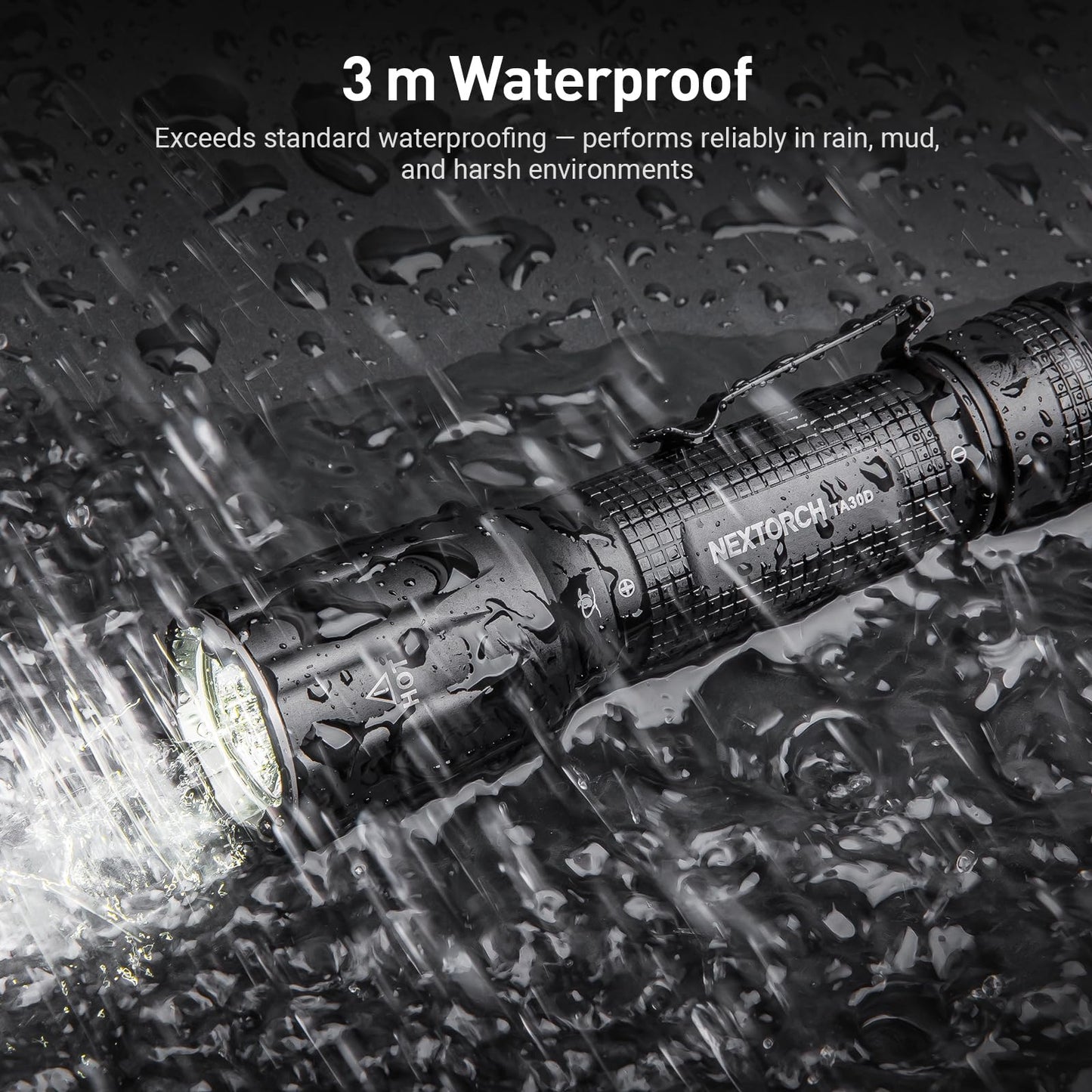 NEXTORCH TA30D Tactical Flashlight 2200 Lumens, Waterproof High Lumens Bright Powerful Pocket EDC Rechargeable Flashlight with 5 Modes & Strobe & Ring for Tactical Emergency Outdoor Night Search