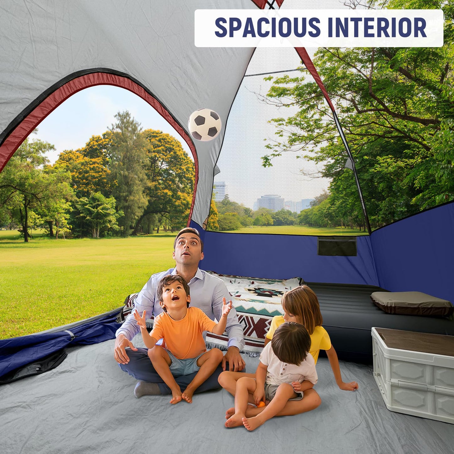 CAMPROS CP Tent 6 Person, Waterproof Windproof Double Layer Family Dome Tent, Easy Setup with Large Mesh Windows & Wide Door for Camping